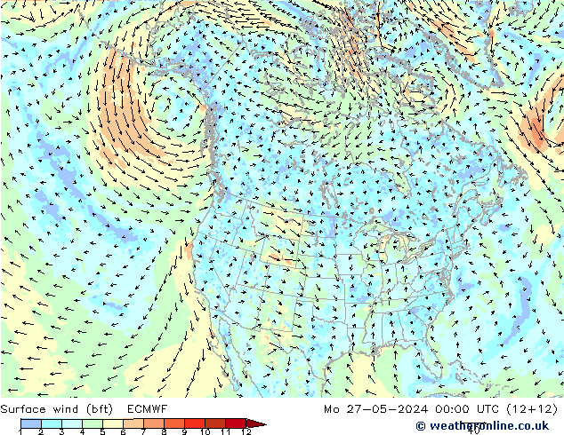 Wind 10 m (bft) ECMWF ma 27.05.2024 00 UTC