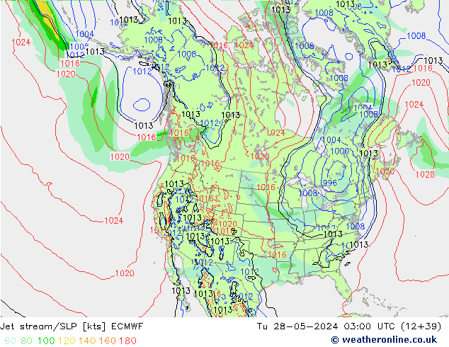 Jet stream/SLP ECMWF Tu 28.05.2024 03 UTC