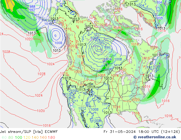 Corrente a getto ECMWF ven 31.05.2024 18 UTC