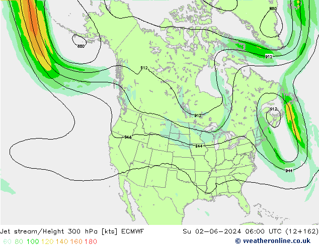 Jet stream/Height 300 hPa ECMWF Su 02.06.2024 06 UTC