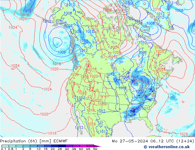 Z500/Rain (+SLP)/Z850 ECMWF Mo 27.05.2024 12 UTC