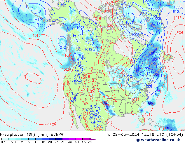 Z500/Rain (+SLP)/Z850 ECMWF вт 28.05.2024 18 UTC