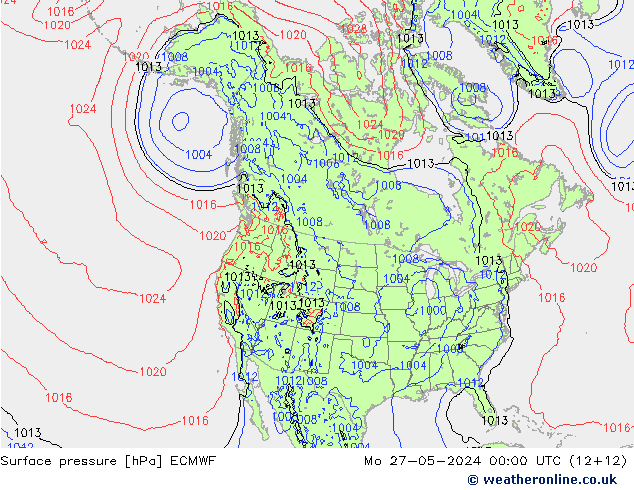 Surface pressure ECMWF Mo 27.05.2024 00 UTC