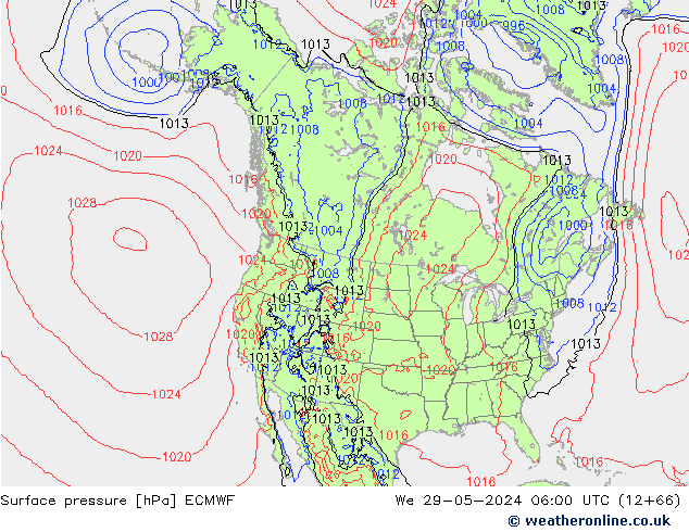 Bodendruck ECMWF Mi 29.05.2024 06 UTC