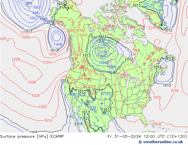 Surface pressure ECMWF Fr 31.05.2024 12 UTC