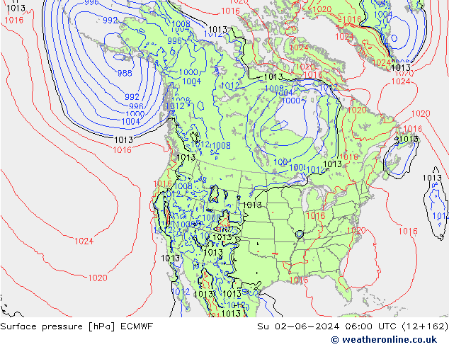 pression de l'air ECMWF dim 02.06.2024 06 UTC