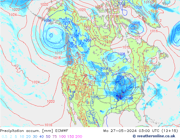 Toplam Yağış ECMWF Pzt 27.05.2024 03 UTC