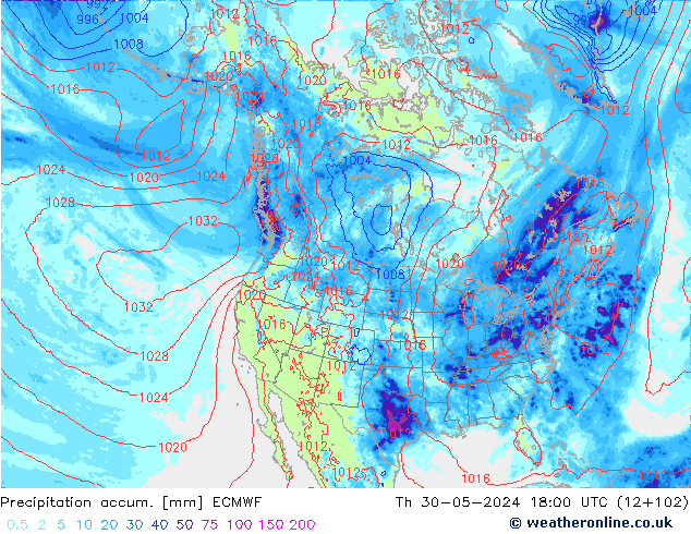 Nied. akkumuliert ECMWF Do 30.05.2024 18 UTC