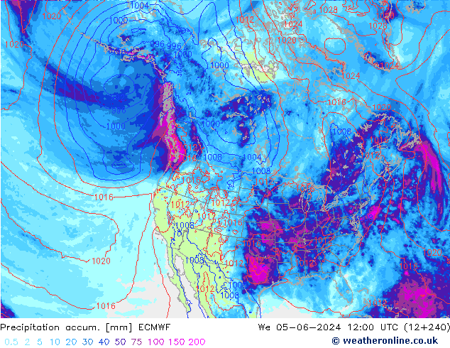 Toplam Yağış ECMWF Çar 05.06.2024 12 UTC