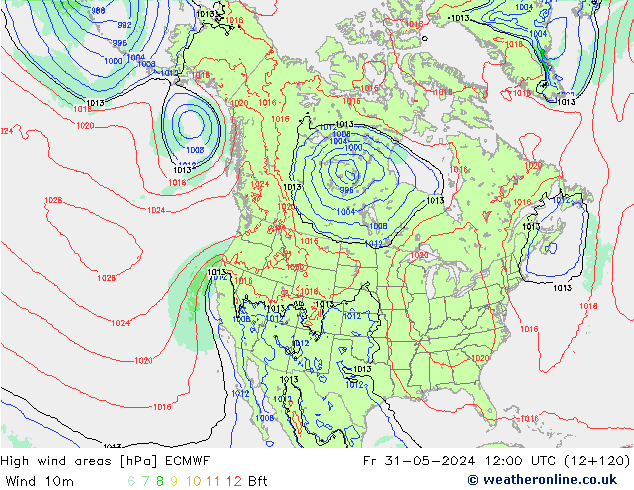 Izotacha ECMWF pt. 31.05.2024 12 UTC