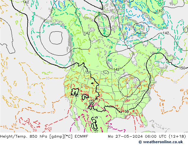 Z500/Yağmur (+YB)/Z850 ECMWF Pzt 27.05.2024 06 UTC