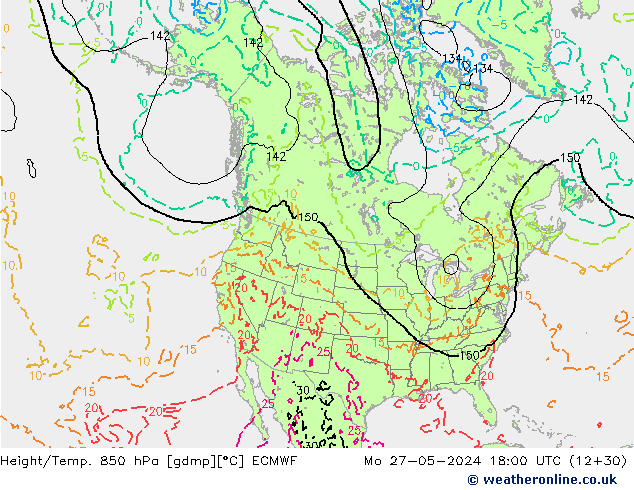 Z500/Rain (+SLP)/Z850 ECMWF Po 27.05.2024 18 UTC