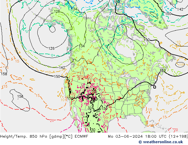 Hoogte/Temp. 850 hPa ECMWF ma 03.06.2024 18 UTC