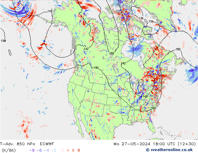 T-Adv. 850 hPa ECMWF ma 27.05.2024 18 UTC