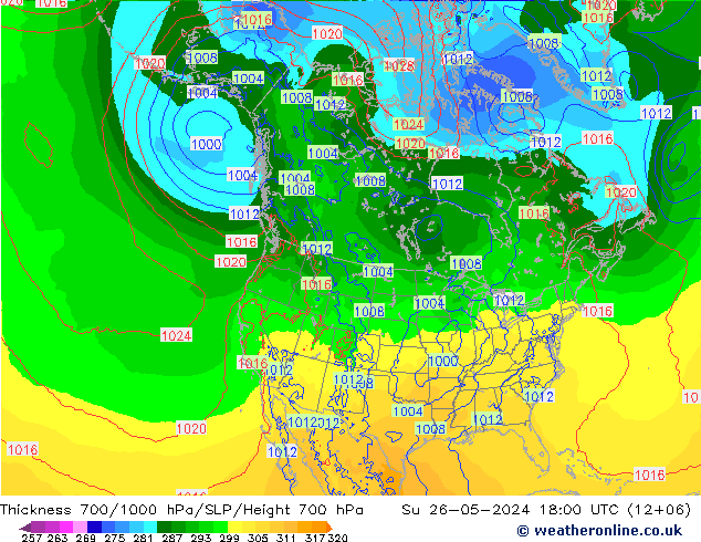 Thck 700-1000 hPa ECMWF Su 26.05.2024 18 UTC