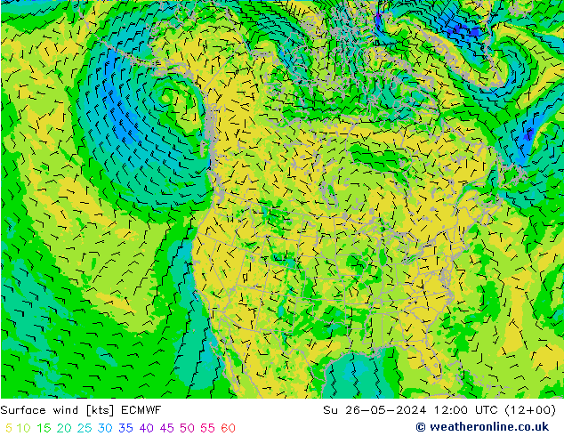 风 10 米 ECMWF 星期日 26.05.2024 12 UTC