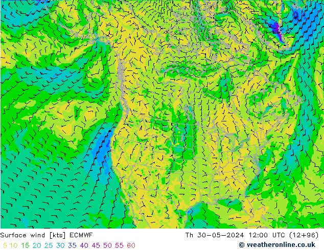 Rüzgar 10 m ECMWF Per 30.05.2024 12 UTC