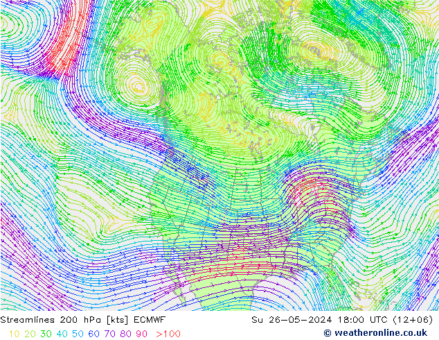 Stromlinien 200 hPa ECMWF So 26.05.2024 18 UTC