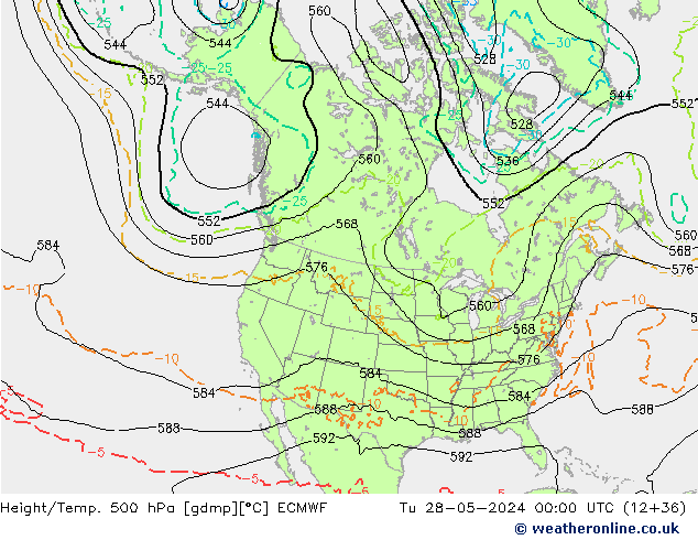 Height/Temp. 500 hPa ECMWF Di 28.05.2024 00 UTC