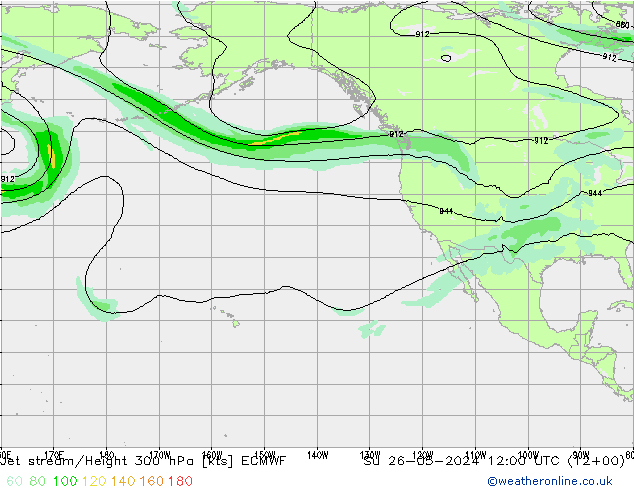 Jet stream/Height 300 hPa ECMWF Su 26.05.2024 12 UTC