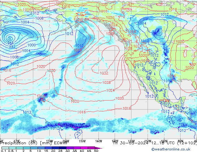 Precipitation (6h) ECMWF Th 30.05.2024 18 UTC