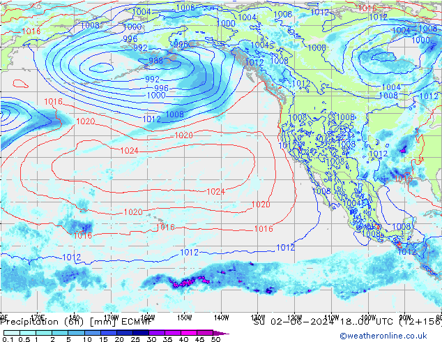 Z500/Rain (+SLP)/Z850 ECMWF Dom 02.06.2024 00 UTC