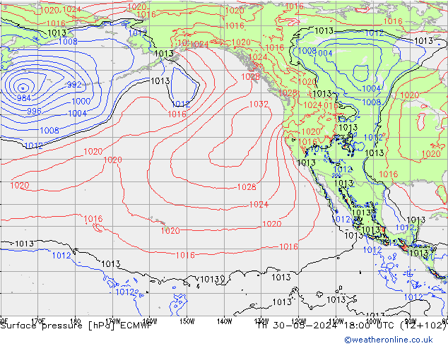 Luchtdruk (Grond) ECMWF do 30.05.2024 18 UTC