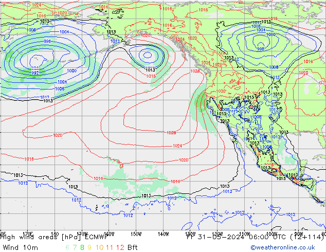 High wind areas ECMWF пт 31.05.2024 06 UTC