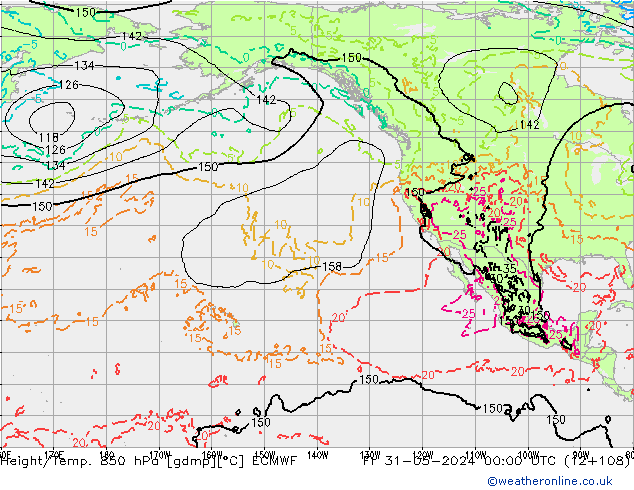 Z500/Rain (+SLP)/Z850 ECMWF Fr 31.05.2024 00 UTC