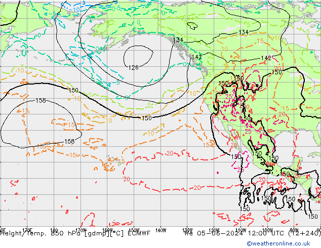 Height/Temp. 850 hPa ECMWF We 05.06.2024 12 UTC