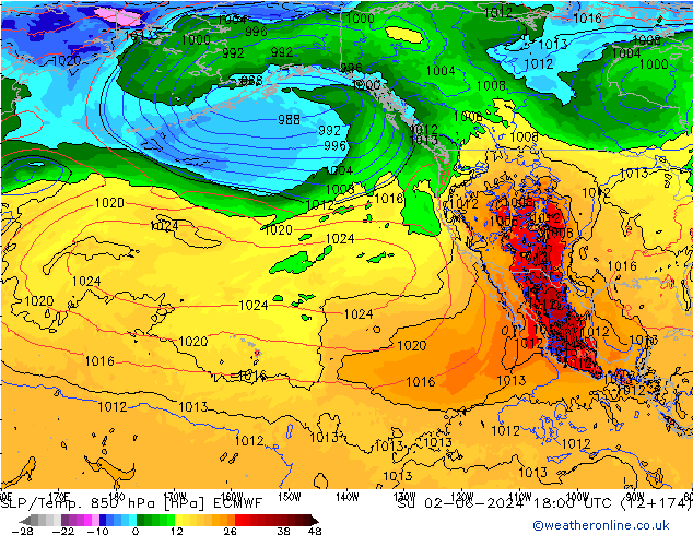 SLP/Temp. 850 hPa ECMWF So 02.06.2024 18 UTC