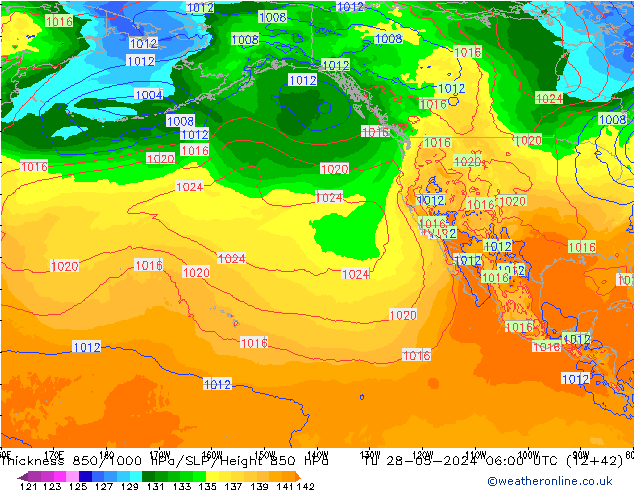 Thck 850-1000 hPa ECMWF Tu 28.05.2024 06 UTC