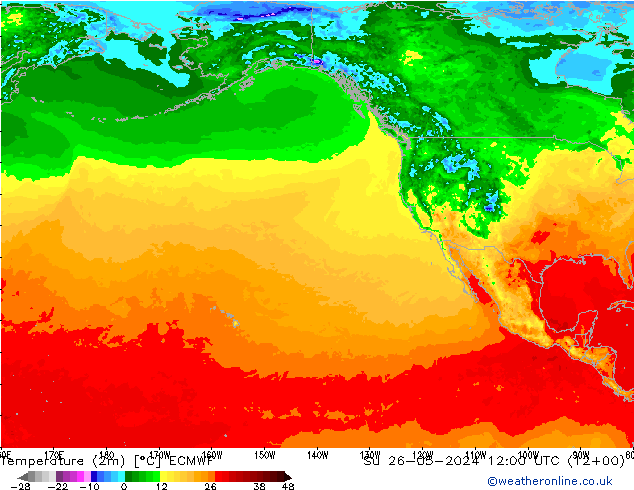 température (2m) ECMWF dim 26.05.2024 12 UTC