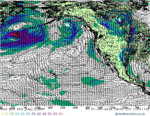 Wind 850 hPa ECMWF Fr 31.05.2024 06 UTC