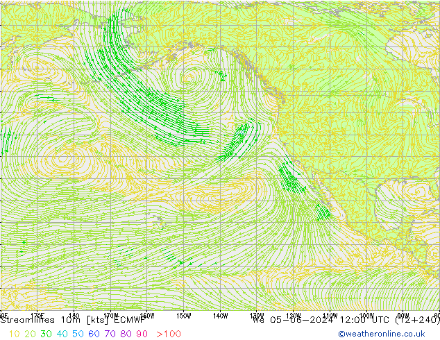 Streamlines 10m ECMWF We 05.06.2024 12 UTC