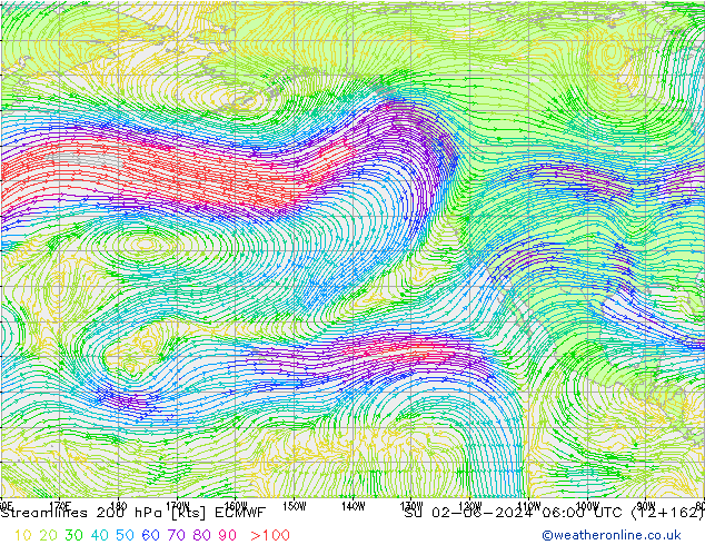 Streamlines 200 hPa ECMWF Su 02.06.2024 06 UTC