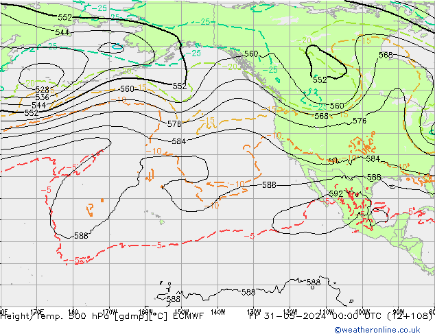 Z500/Yağmur (+YB)/Z850 ECMWF Cu 31.05.2024 00 UTC