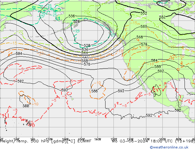 Z500/Rain (+SLP)/Z850 ECMWF Mo 03.06.2024 18 UTC