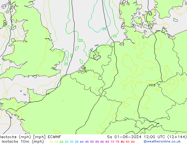 Isotachen (mph) ECMWF Sa 01.06.2024 12 UTC