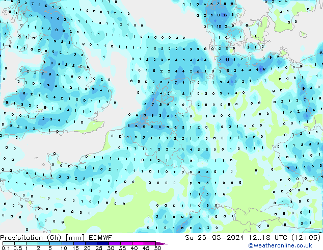 Z500/Yağmur (+YB)/Z850 ECMWF Paz 26.05.2024 18 UTC