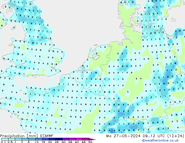 Precipitation ECMWF Mo 27.05.2024 12 UTC