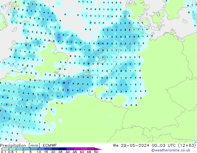 Précipitation ECMWF mer 29.05.2024 03 UTC