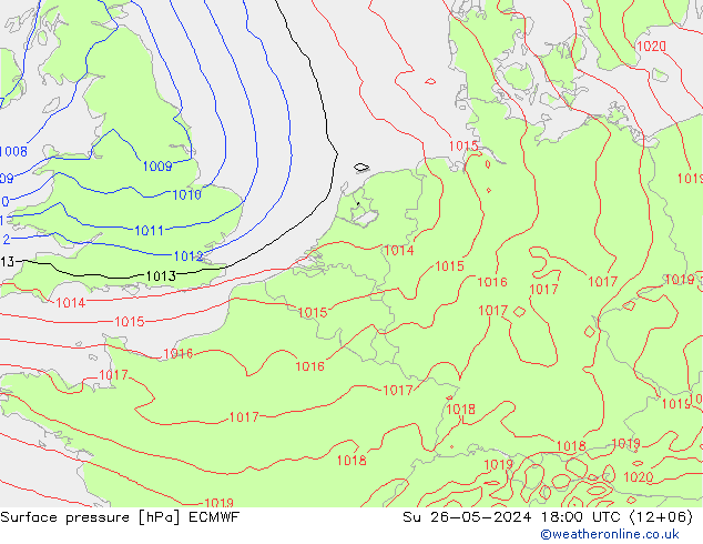 Bodendruck ECMWF So 26.05.2024 18 UTC