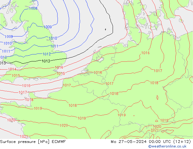 Bodendruck ECMWF Mo 27.05.2024 00 UTC