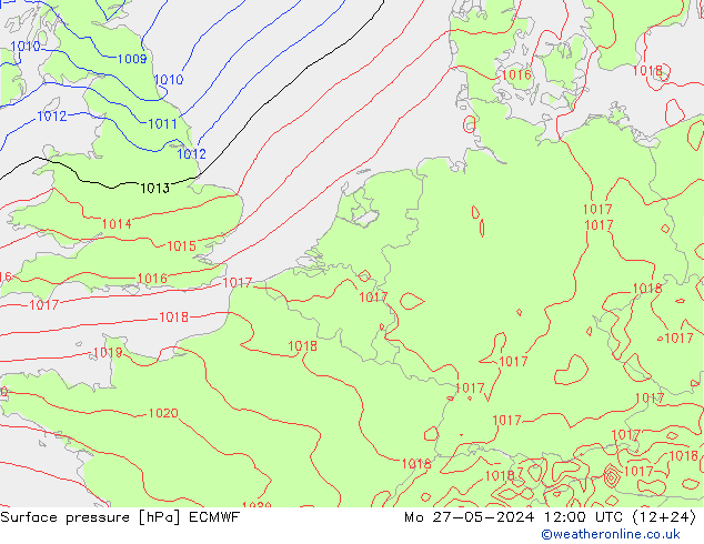 Luchtdruk (Grond) ECMWF ma 27.05.2024 12 UTC