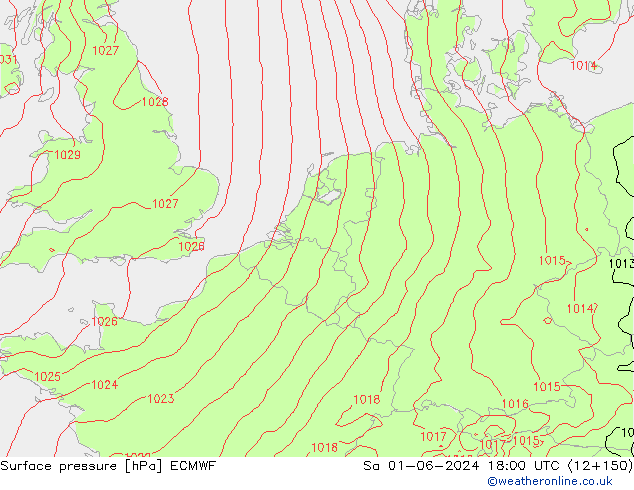 Surface pressure ECMWF Sa 01.06.2024 18 UTC