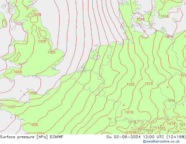 Surface pressure ECMWF Su 02.06.2024 12 UTC