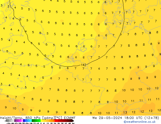 Z500/Rain (+SLP)/Z850 ECMWF ср 29.05.2024 18 UTC