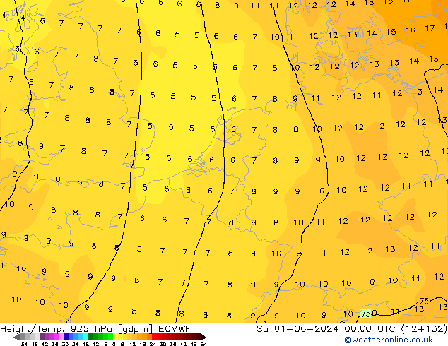 Height/Temp. 925 hPa ECMWF Sáb 01.06.2024 00 UTC