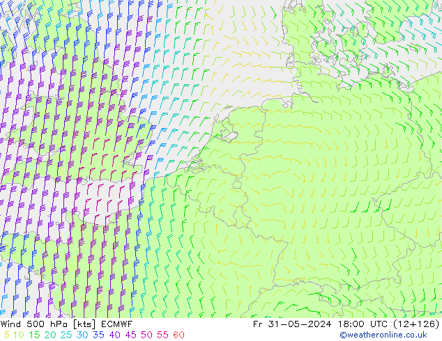 wiatr 500 hPa ECMWF pt. 31.05.2024 18 UTC